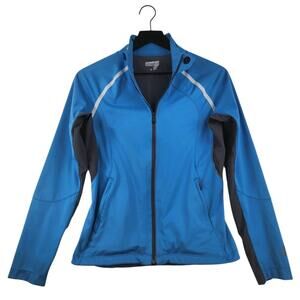 Salomon Running Track Jacket Size S/P Turquoise Colorblock Clima Wind Zip-Up